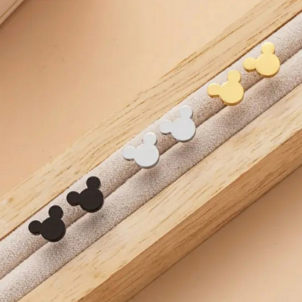 🆕️ NWT 3 Pairs Set Of Cartoon Mouse Head Shaped Stud Earrings